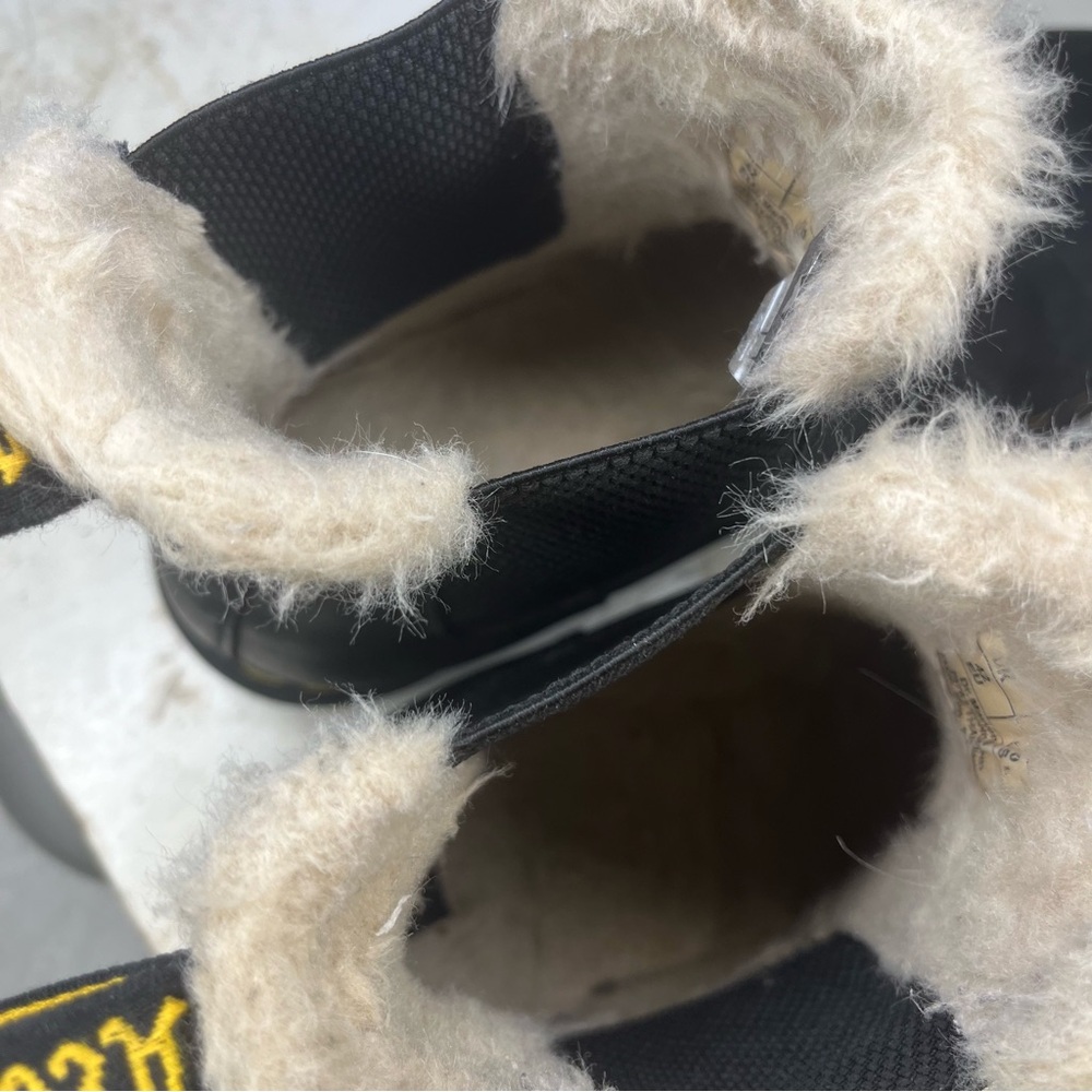 Black Faux Fur-Lined Chelsea Boots - Women's - Picture 6 of 8